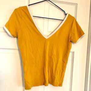 Forever 21 size S orange tee shirt with wide neckline - good preloved condition